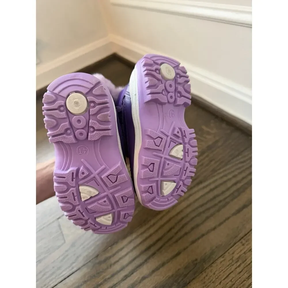 DREAM PAIRS Girls Toddler Snow Boots Slip Resistant Faux Fur Purple Sz 5 NEW